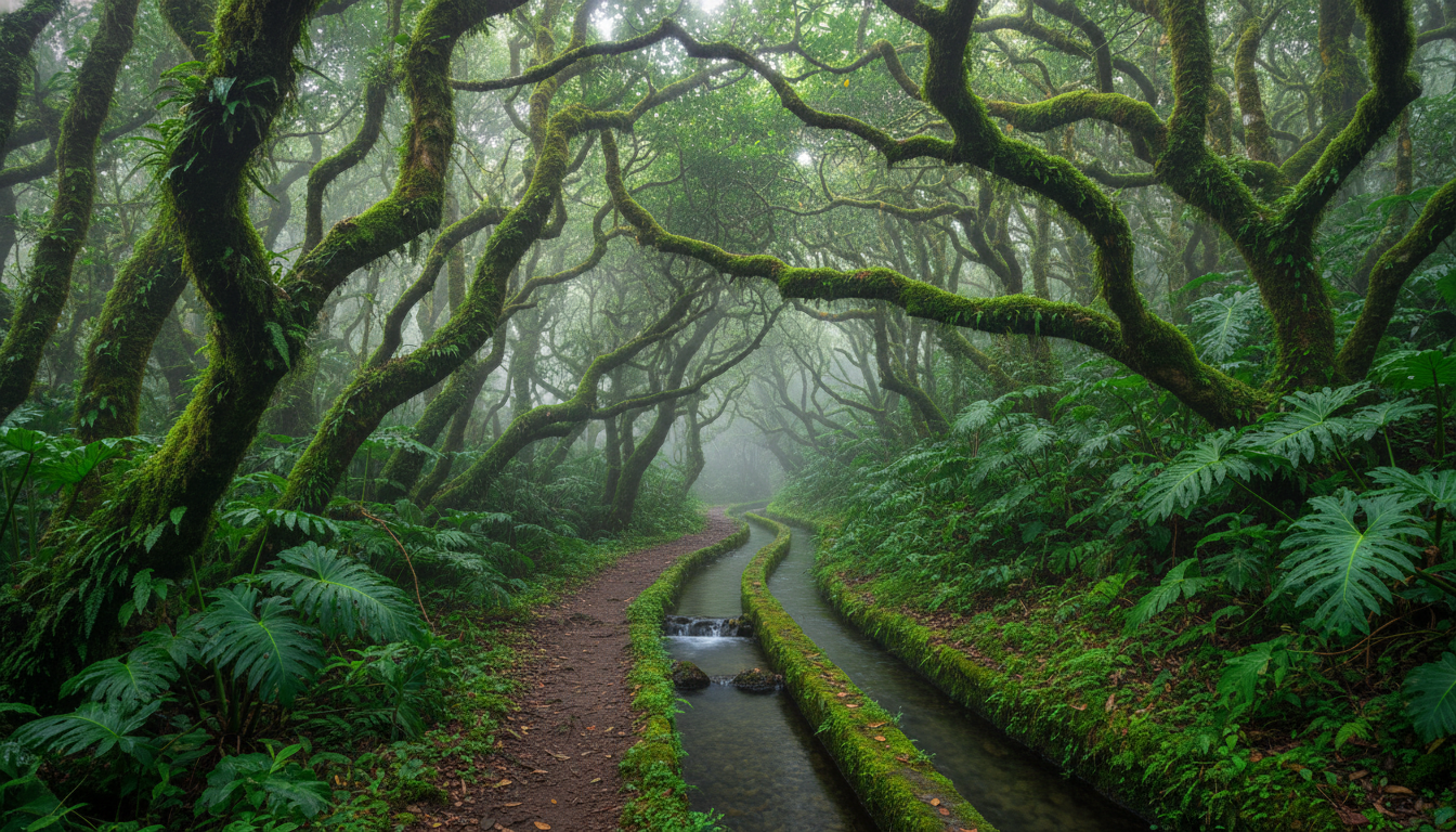 Hiking hand-in-hand along the lush green levadas on a Madeira Island romantic escape