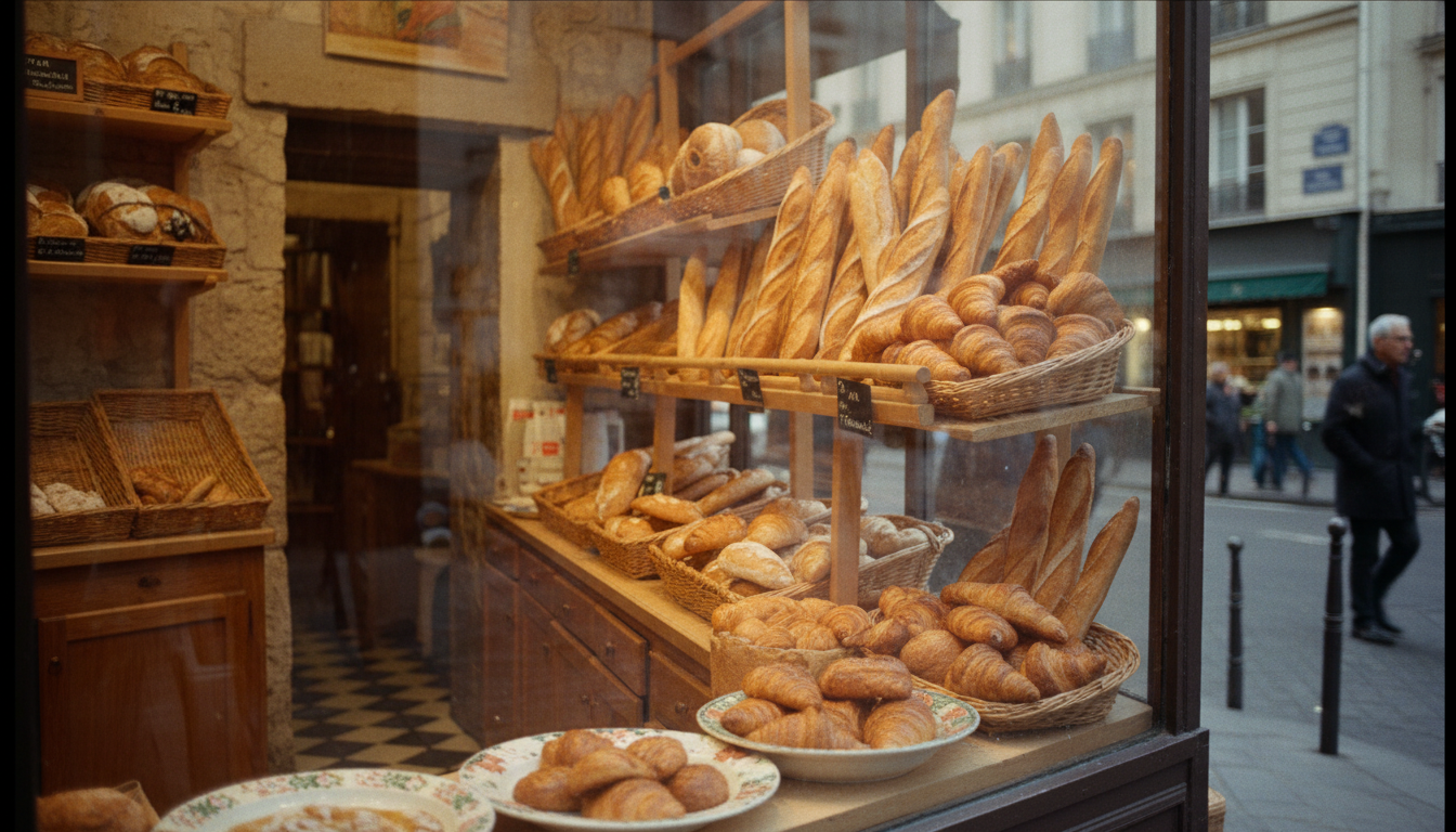Fresh pastries at a local boulangerie discovered during a one week in Paris trip