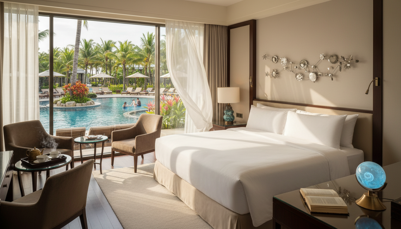 A beautifully themed luxury resort room included in many premium Disney vacation packages.