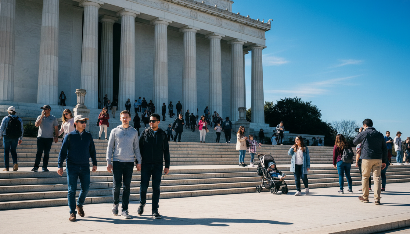 Visitors exploring the Lincoln Memorial, one of the top Washington DC tourist attractions