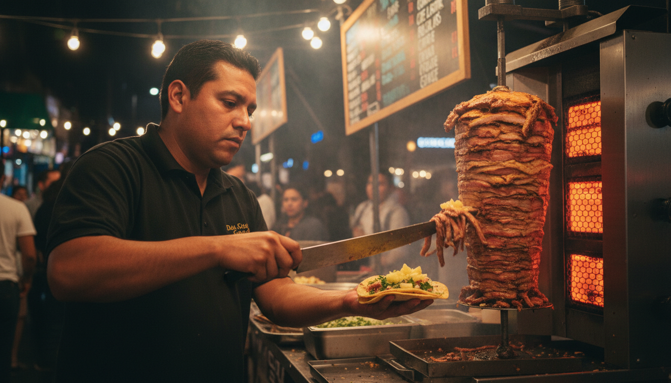 Delicious al pastor tacos from a food truck, highlighting cheap eats in LA