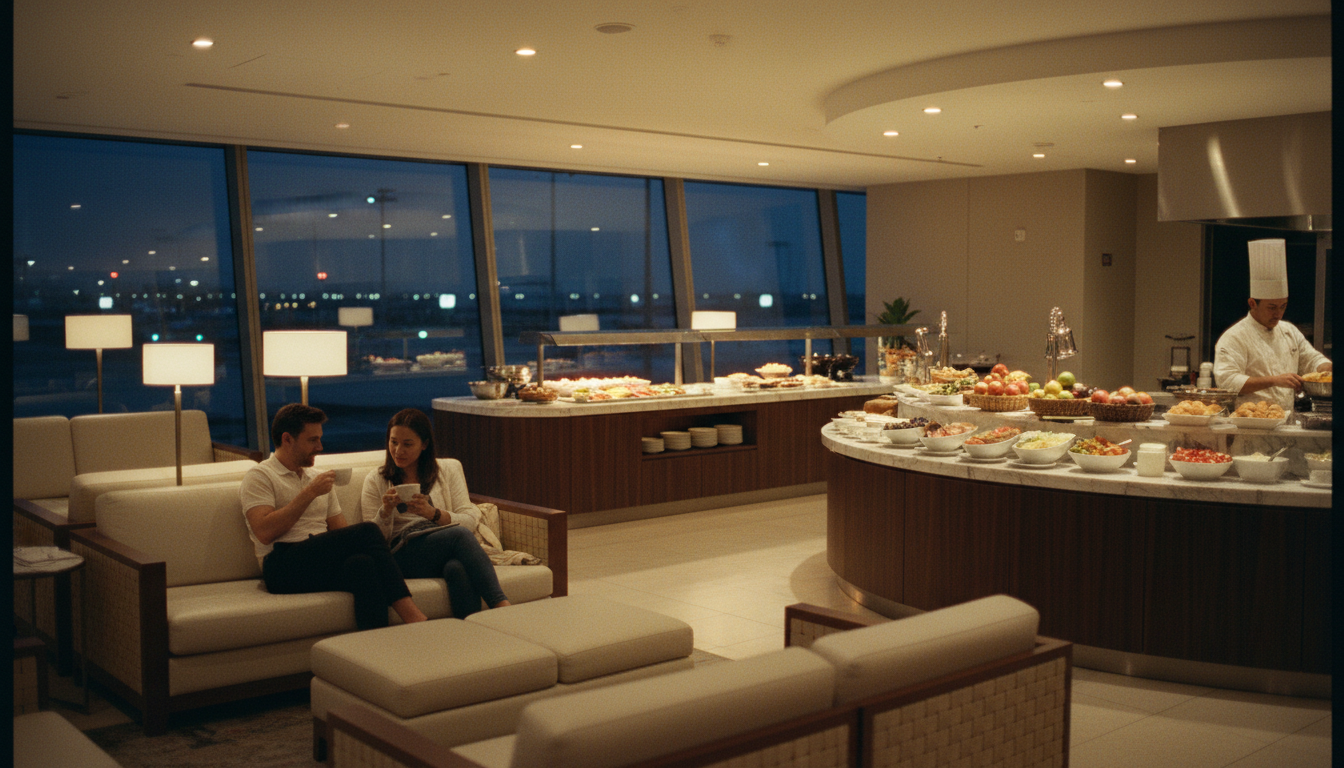 Comfortable airport lounge seating showing relaxing things to do at the airport