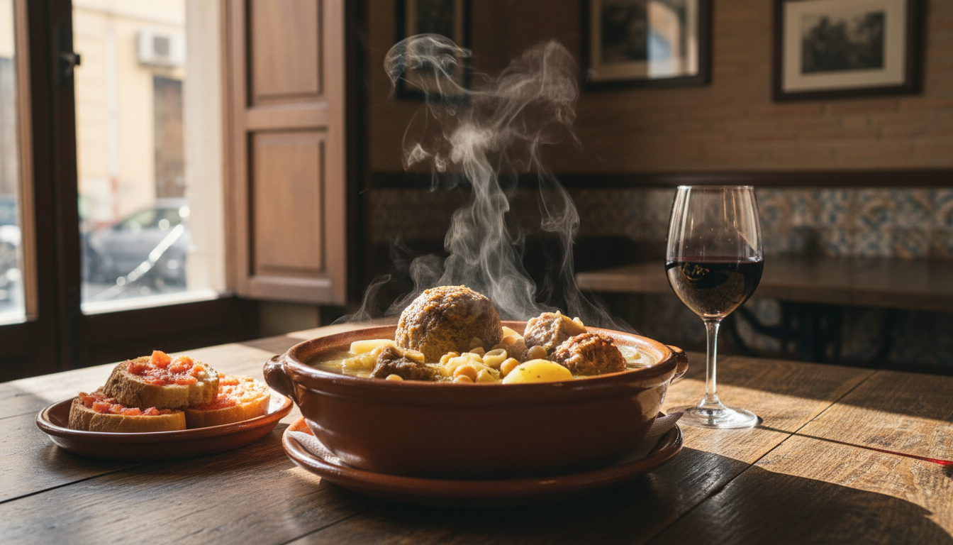 Traditional escudella winter stew in Barcelona