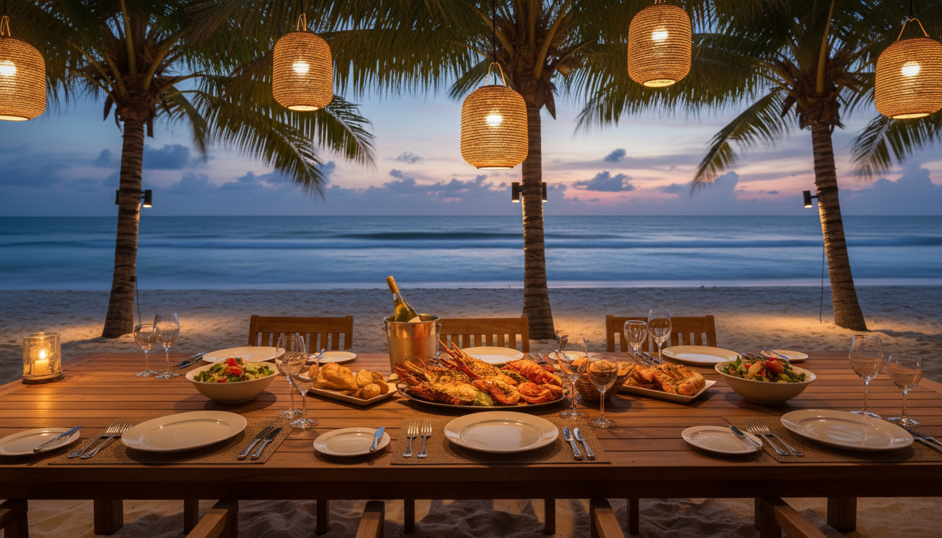 Romantic outdoor fine dining experience at a restaurant in Melia Hotels Hawaii under the stars