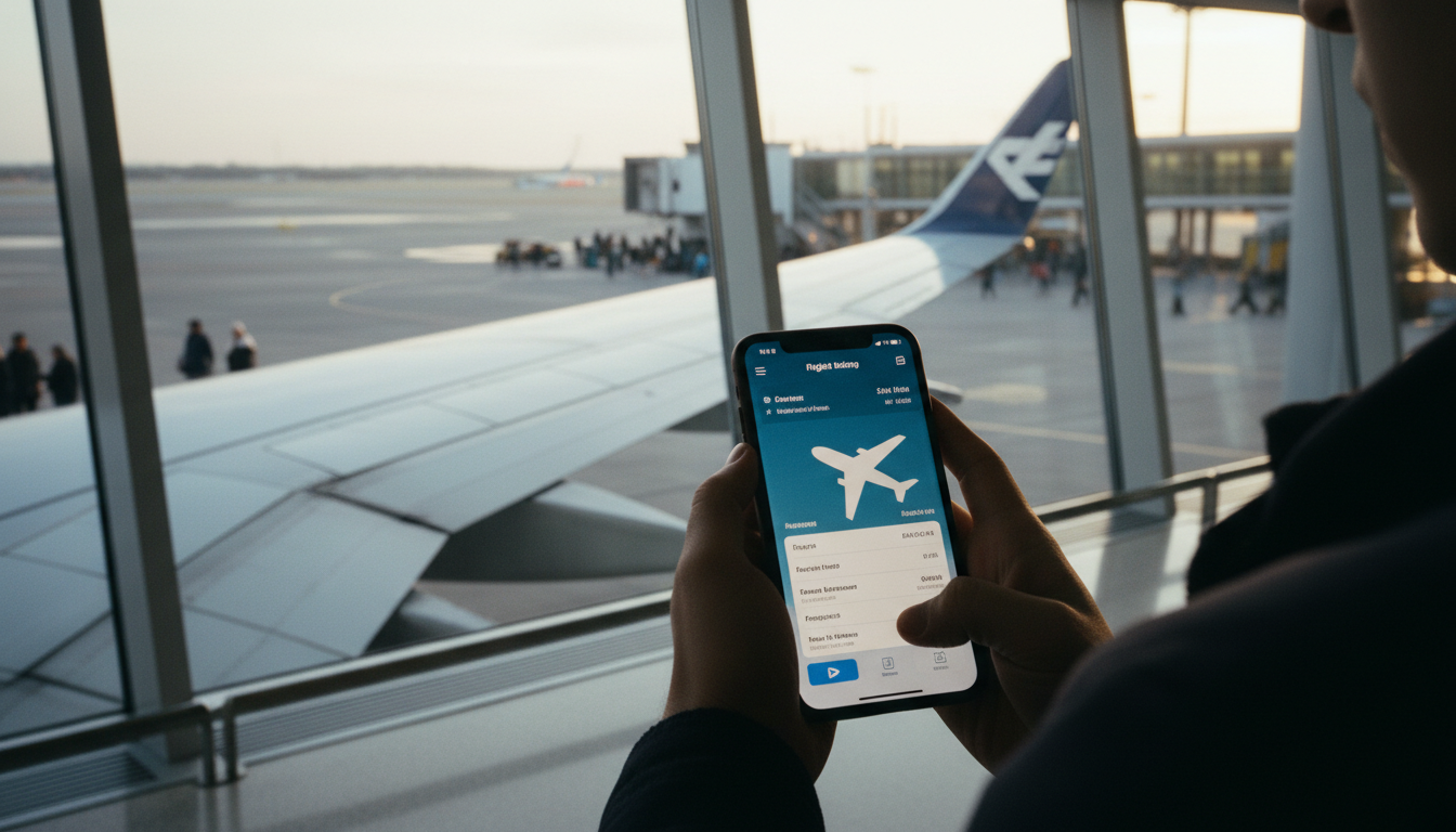 Traveler booking cheap flights on a smartphone using the best travel hacks