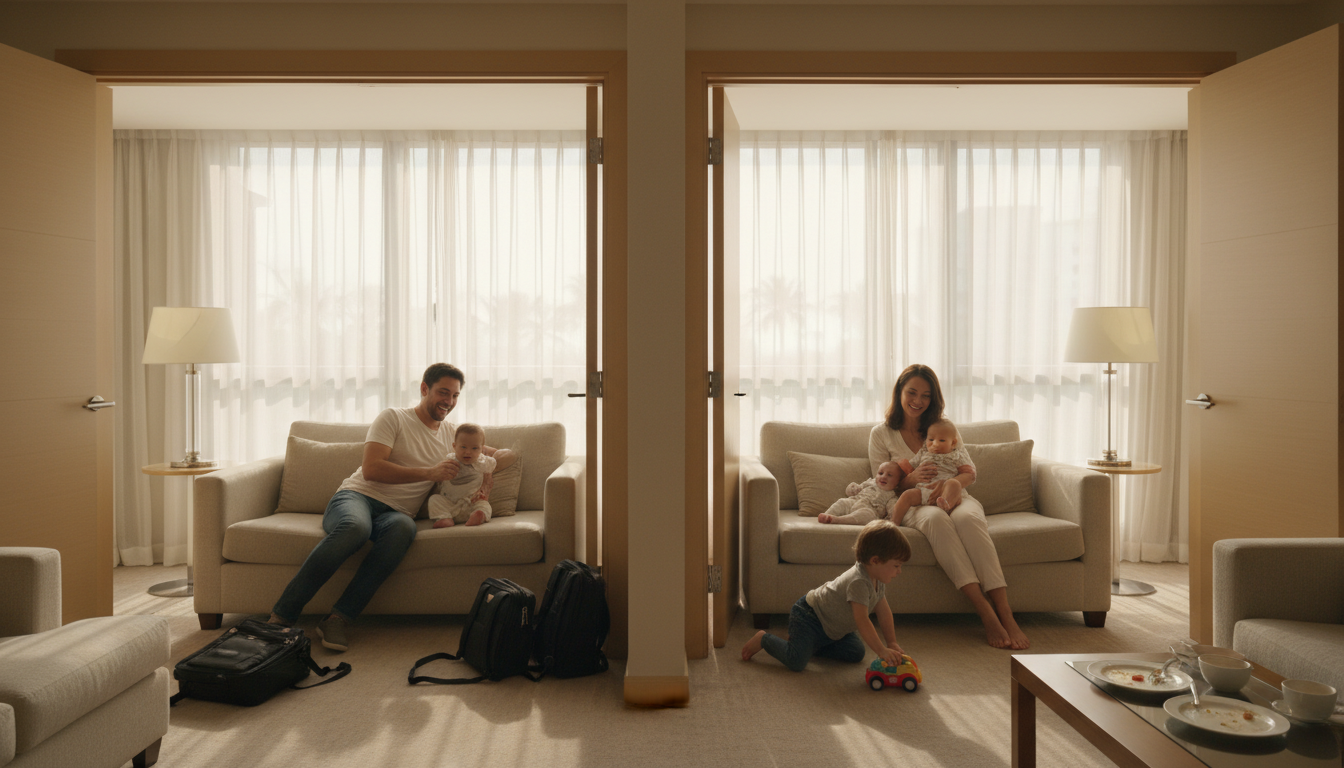 A spacious family suite offering a great alternative to strict hotel room occupancy limits.