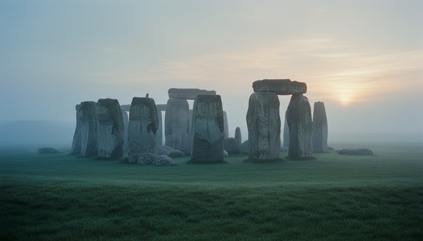 Stonehenge megaliths at dawn representing the mystical ancient ruins of Europe.