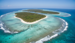 Aerial view of a pristine tropical archipelago showcasing island hopping in India