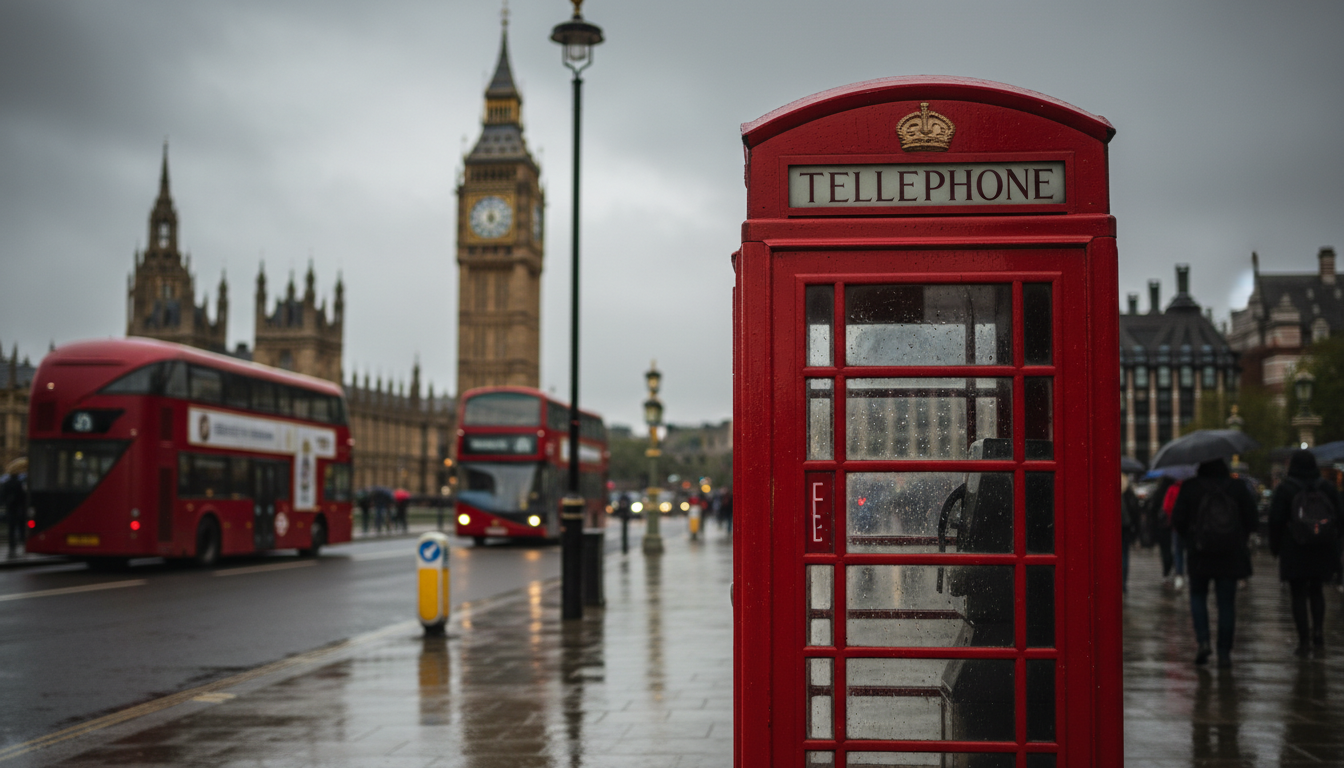 Classic red telephone box with Big Ben in the background in London