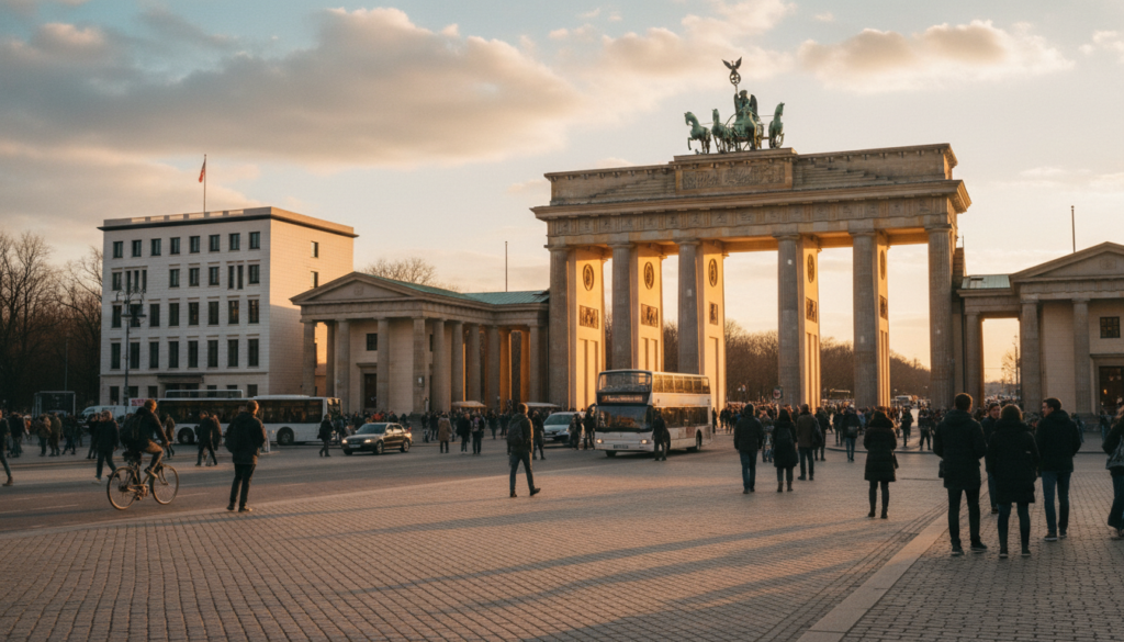 Majestic view of the Brandenburg Gate showcasing the best areas to visit in Berlin