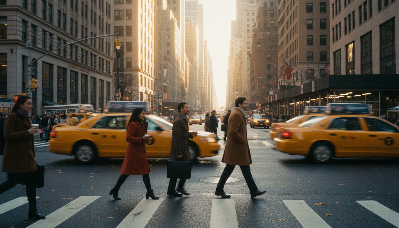 Vacation in America: How I Planned My Unforgettable Trip 1 Bustling New York City street with yellow cabs during a vacation in America