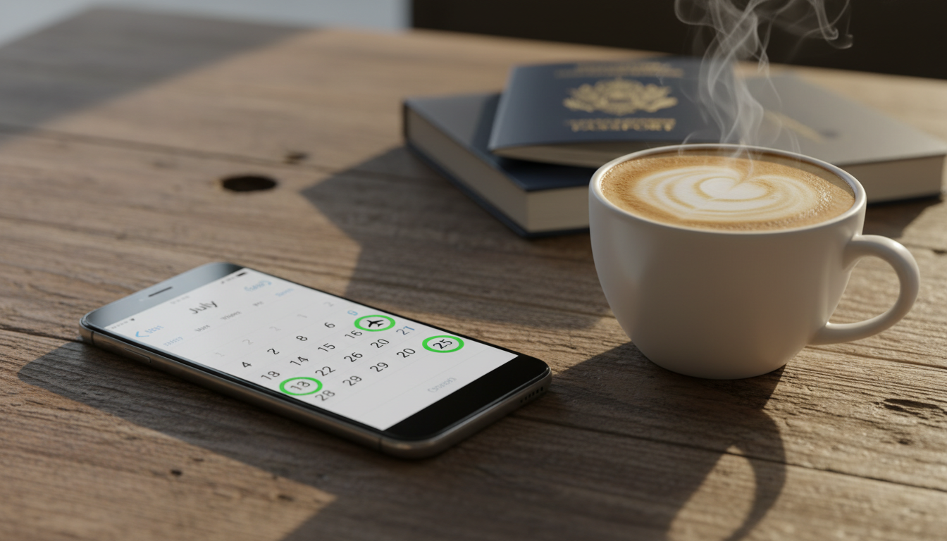 Using a smartphone calendar to find the best hotel deals online by shifting travel dates