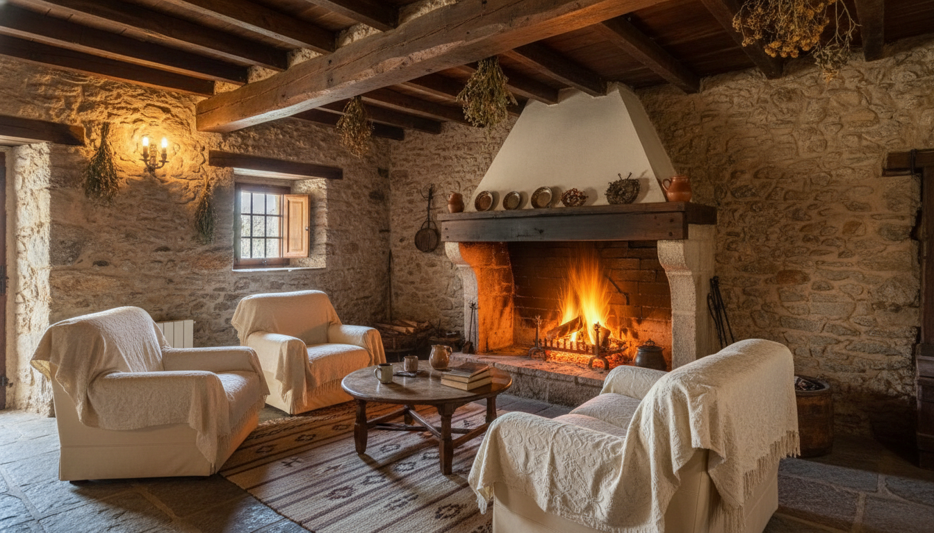 Authentic casa rural interior for a rustic Avila province travel guide experience