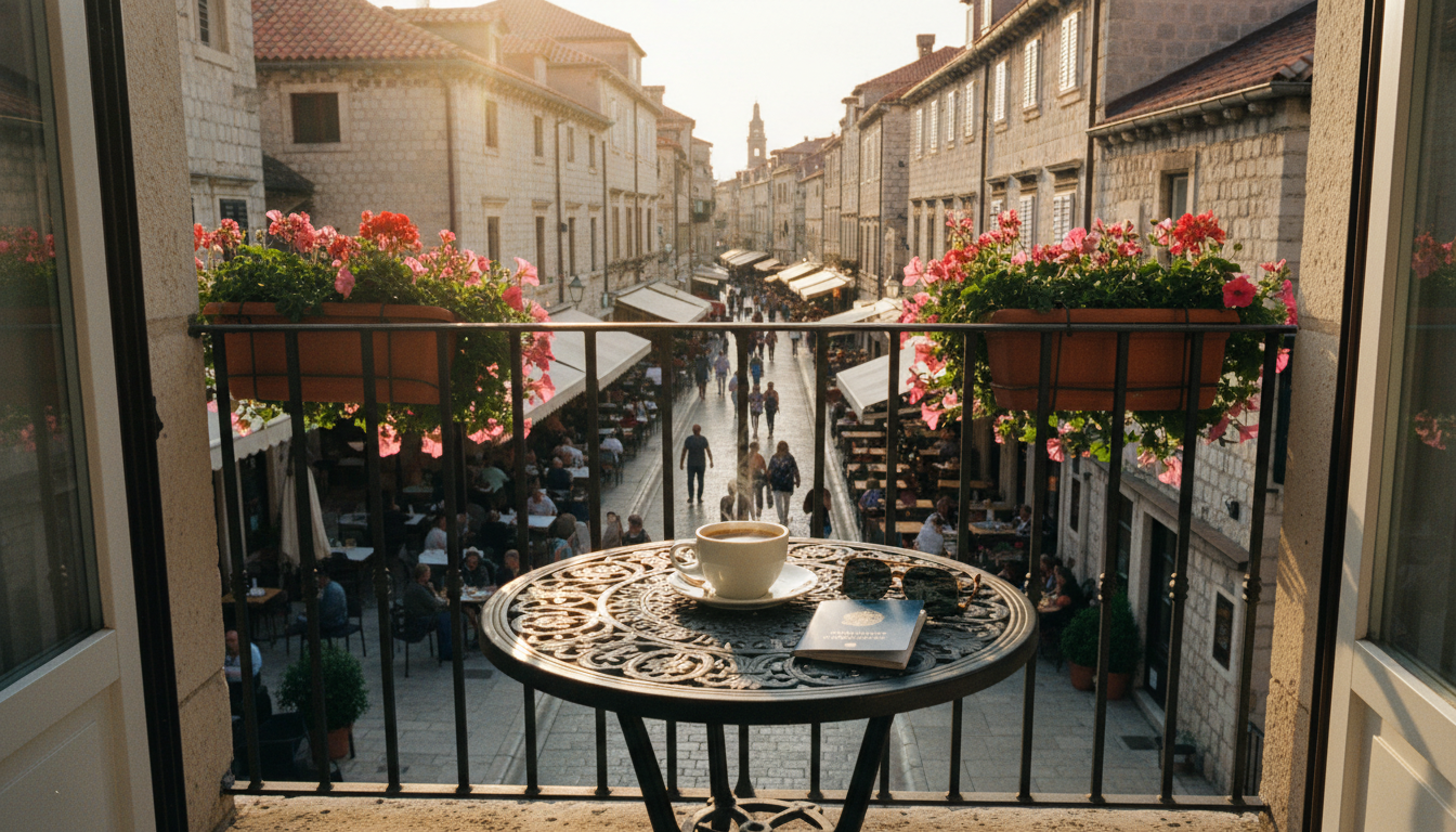 A beautiful view from a hotel balcony secured through last-minute travel booking