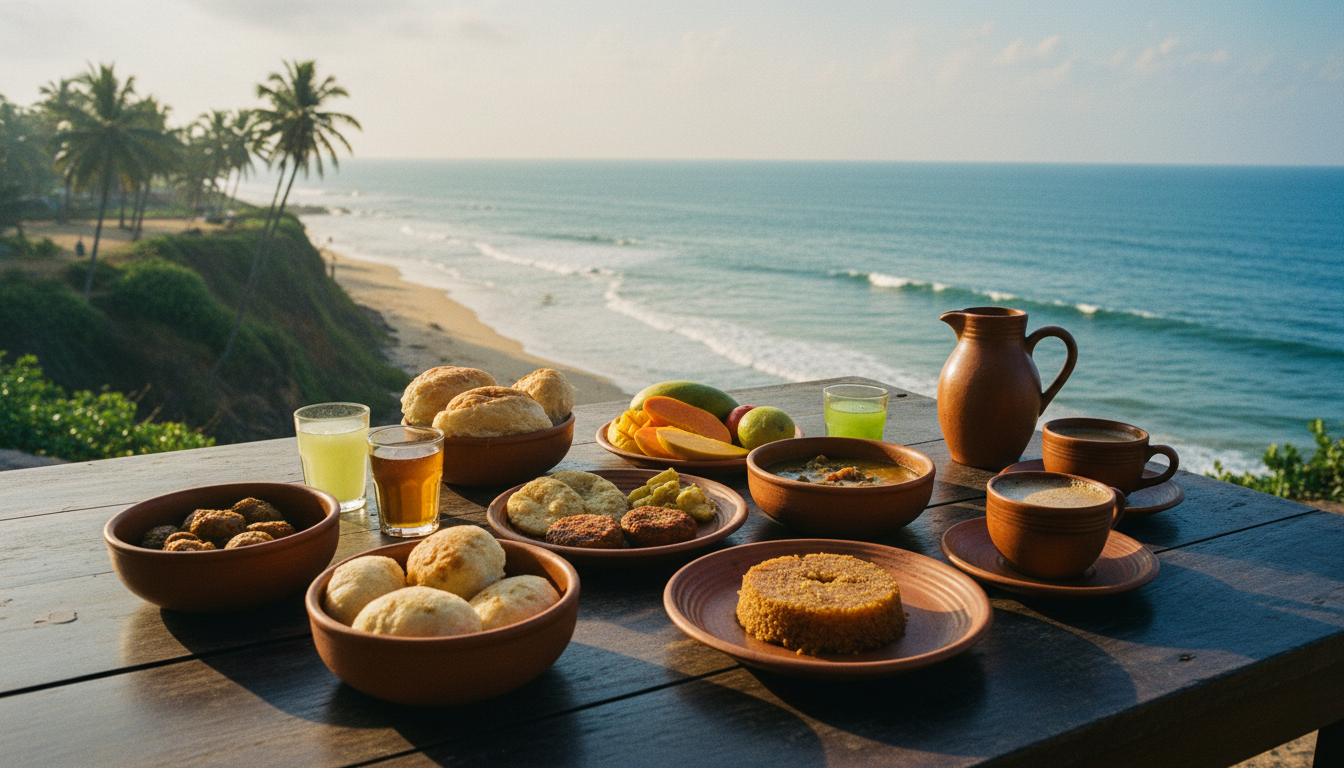 A delicious traditional Goan breakfast spread served at a family resort