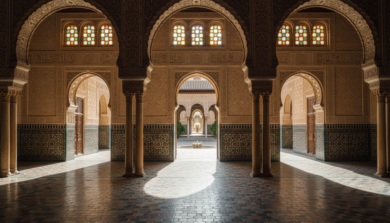 Spain Travel Bucket List: My Personal Journey & Route 2 Stunning Moorish arches and intricate tile work inside a historical palace in Andalusia.