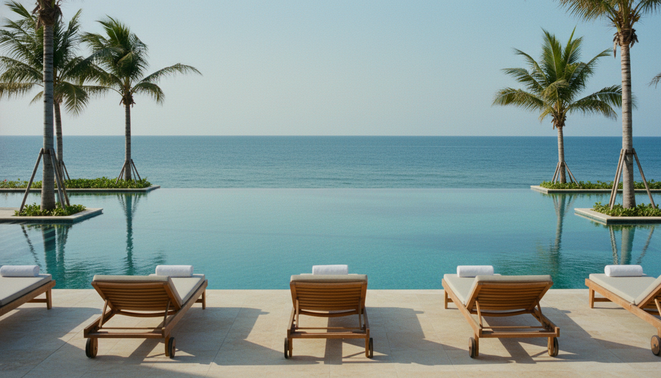A beautiful infinity pool seamlessly blending into the Atlantic Ocean at a Grand Canary hotel