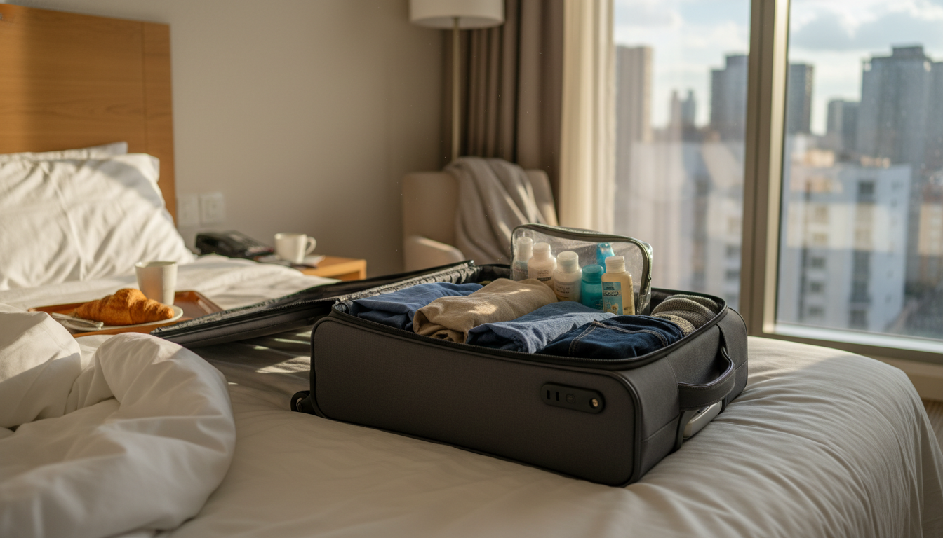 Packing a carry-on suitcase quickly for a last-minute travel trip