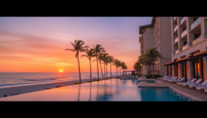 Ultimate Guide to the Best Travel Destinations 99 Luxurious Florida beachfront hotel infinity pool at sunset