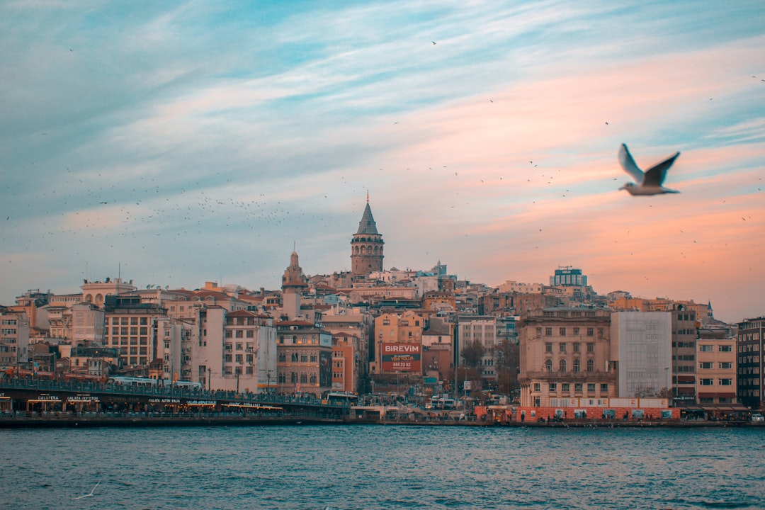 Istanbul skyline and Bosphorus at sunset in Turkey