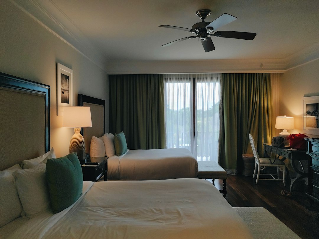 Hotel bedroom illustrating room occupancy and bedding choices