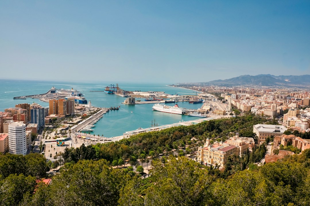 Aerial view of Málaga and the Mediterranean coast