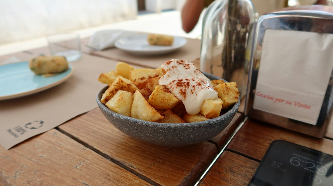 Patatas bravas illustrating casual Spanish food and tapas
