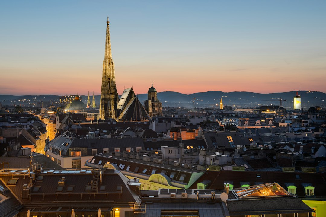 Vienna cityscape in the evening for a romantic itinerary
